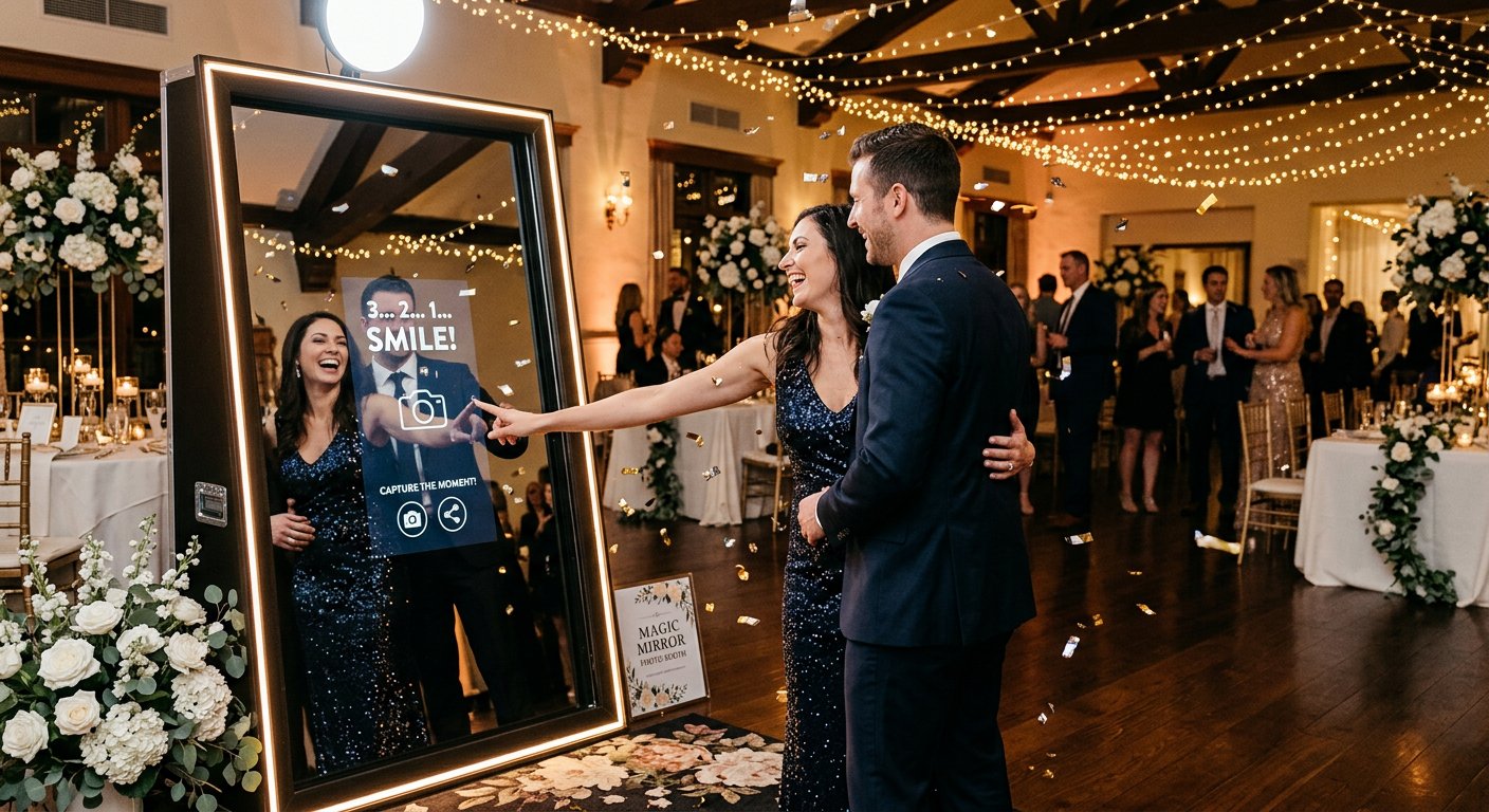 Mirror Photo Booth at a wedding reception