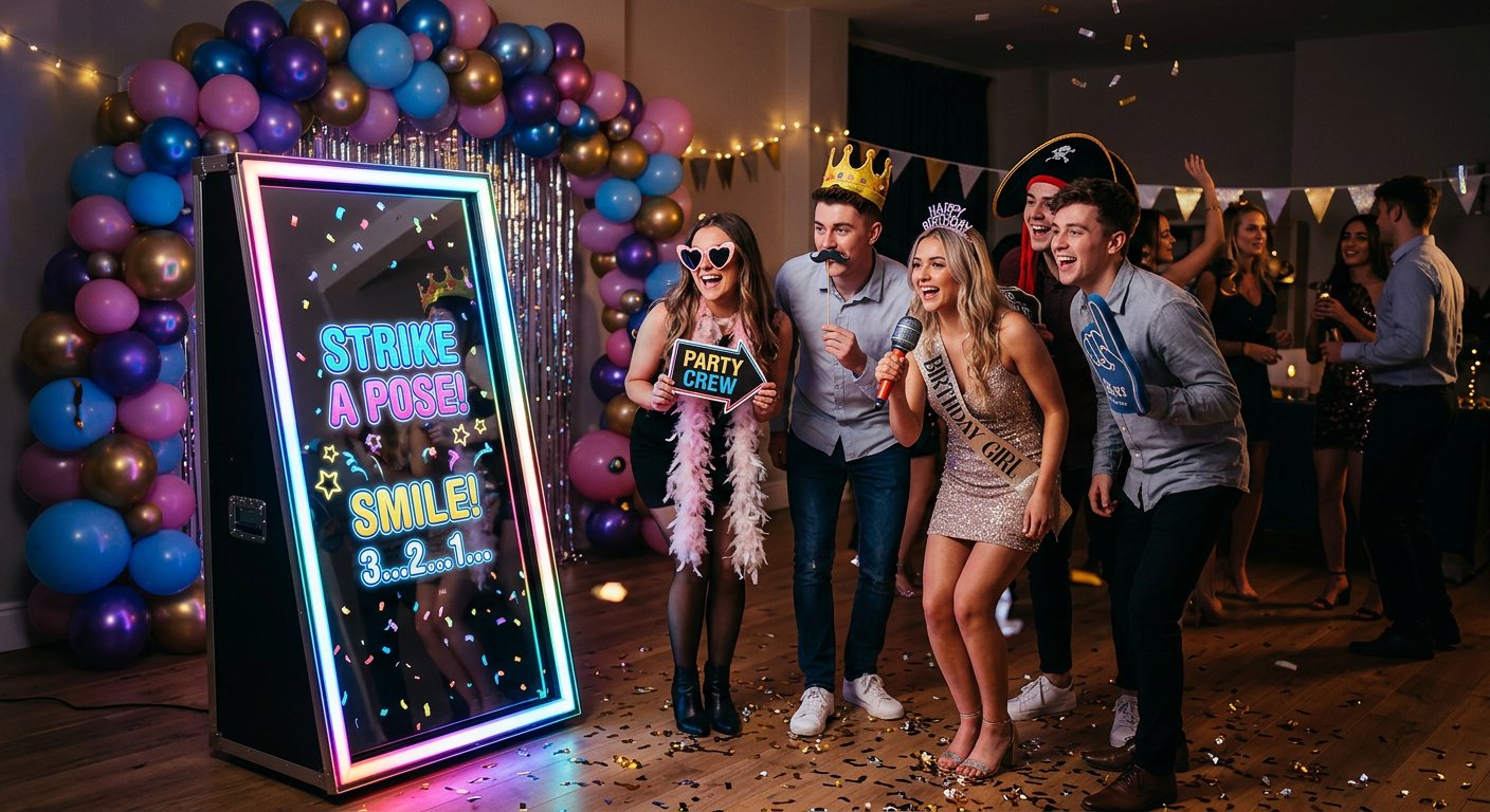 Mirror Photo Booth at a birthday party